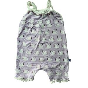 Kickee Pants Bamboo Swan Print Ruffle Romper Girls 18-24M